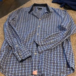Received as gift- navy checked dress shirt